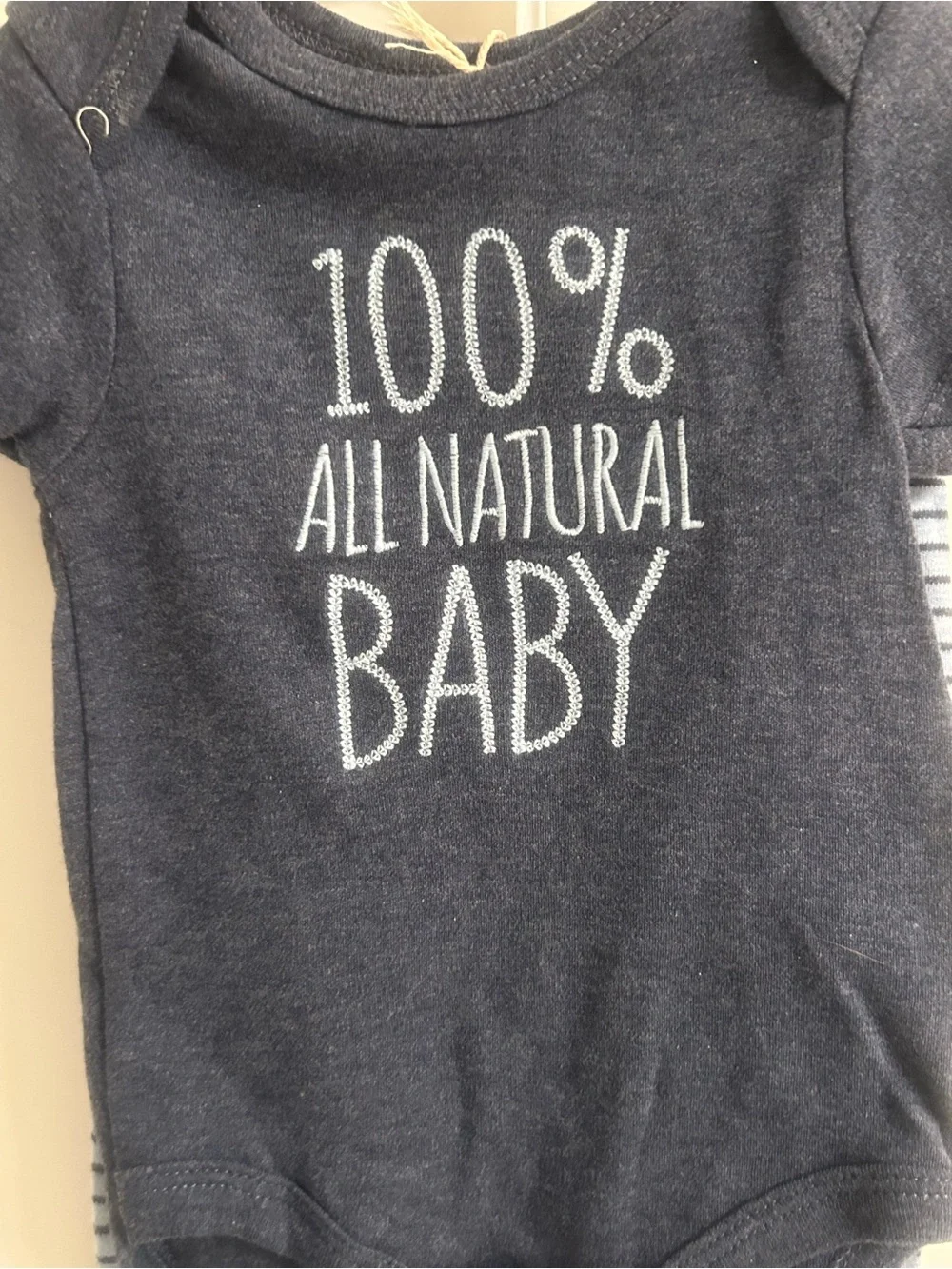 NWT-Rabbit+Bear 2-Piece '100% All Natural Baby' Short-Sleeve Bodysuit & Joggers